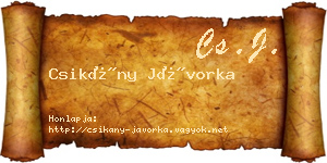 Csikány Jávorka névjegykártya